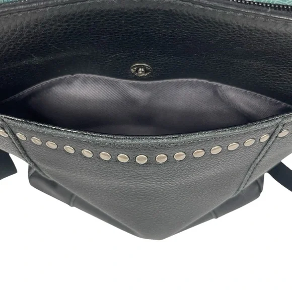 The Sak Black Crossbody Backpack Bag Purse Leather Black Convertible Studded - Picture 7 of 13